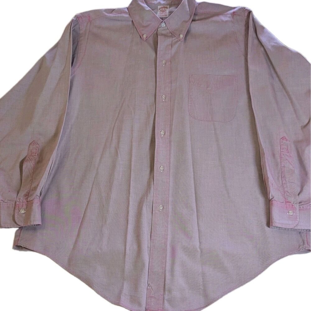 Brooks Brothers Makers Mens 17-3 Rose Pink Cotton Oxford Shirt USA Color Bleed